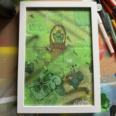 Obraz: "Alien tax money" by Laiks - obraz na starej mapie.